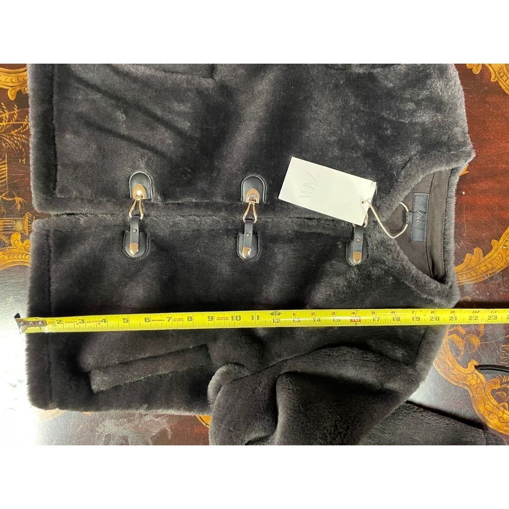 Zara Womens Double Faced Faux Fur Toggle Crop Jacket Brown Cozy Luxury Minimal S - Picture 10 of 16